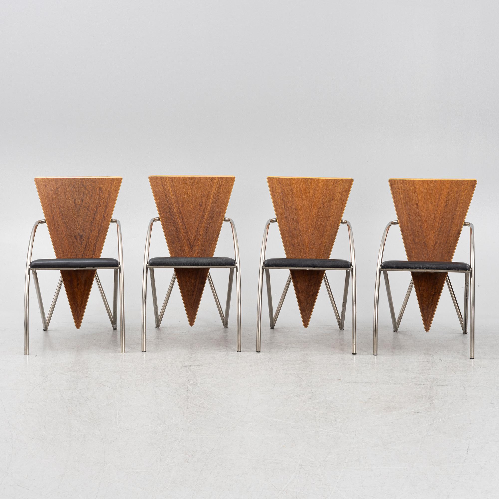 Klaus Wettergren, karmstolar, 4 st, "Sitting furniture", Q Production, Danmark, 1900-talets sista kvartal.