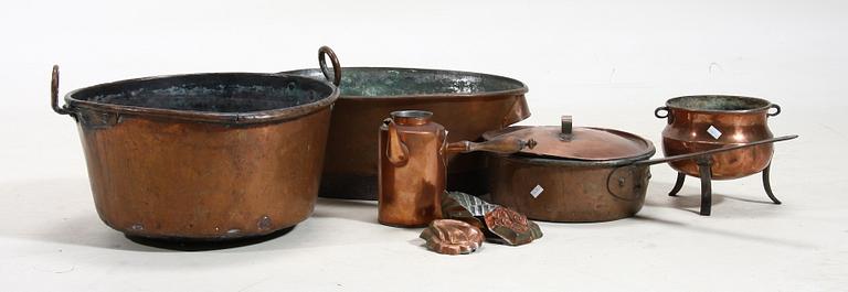 PARTI KOPPARFÖREMÅL 12st. 1800-tal.