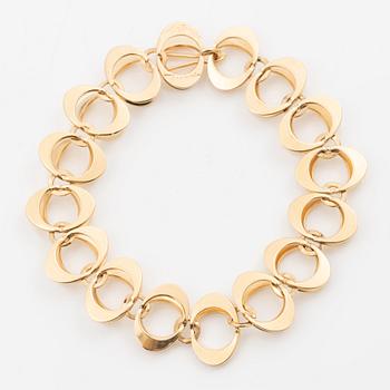 Theresia Hvorslev, a necklace and a bracelet, 18K gold, Falköping 1969.