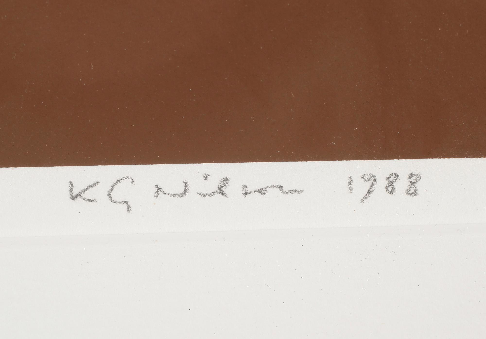 K G ( KARL GUSTAF) NILSON, färglitografi, signerad och daterad 1988, numrerad 79/200.