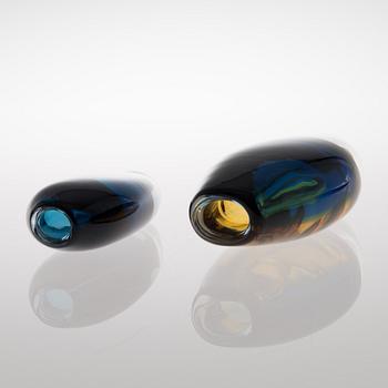 Two signed glass vases from Kosta Boda, Sweden, latter part of the 20th century.