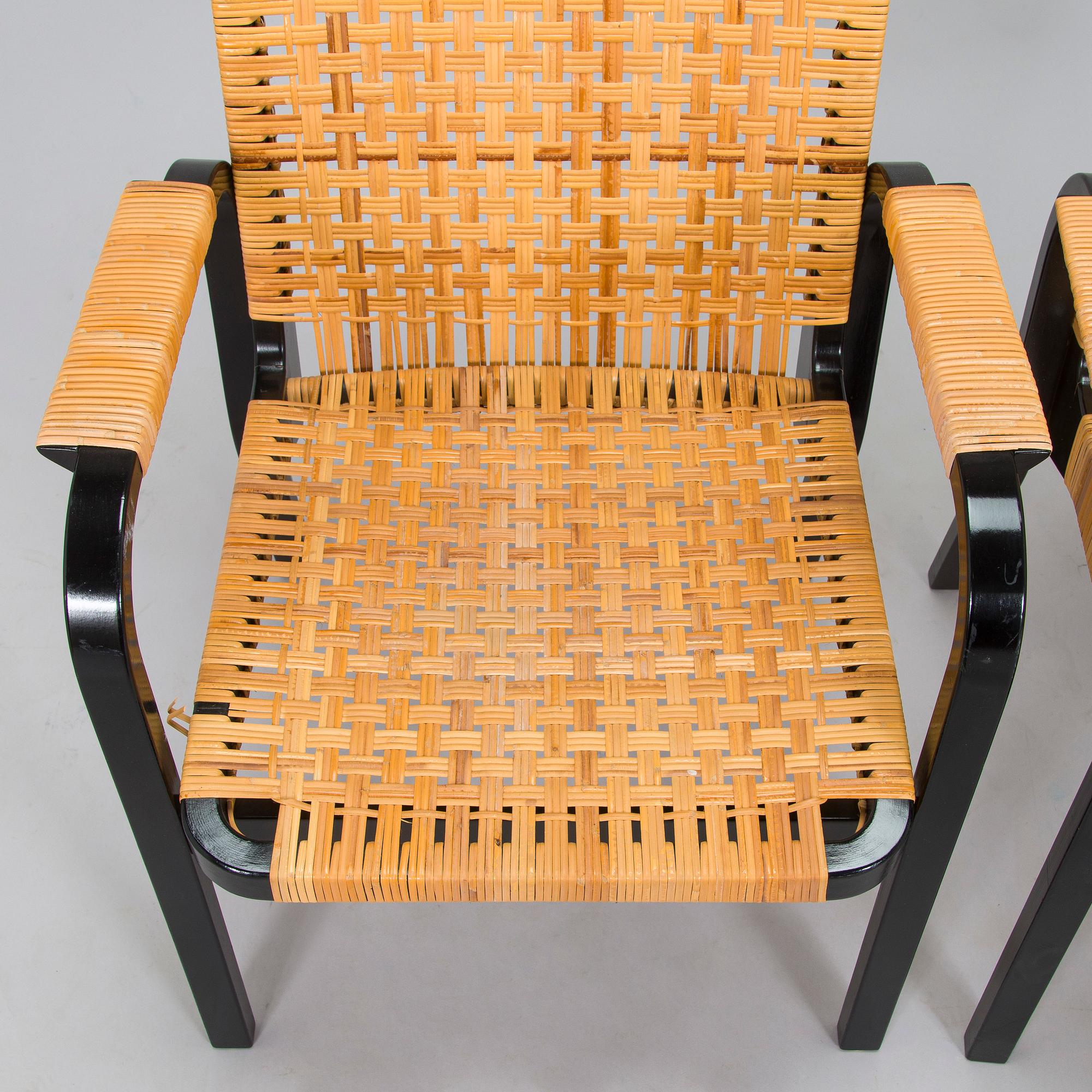 Alvar Aalto, nojatuoleja, 4 kpl, malli 45, Artek 1970-luku.