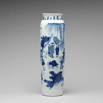 A blue and white Transitional "Rolwagen" vase, 17th Century.