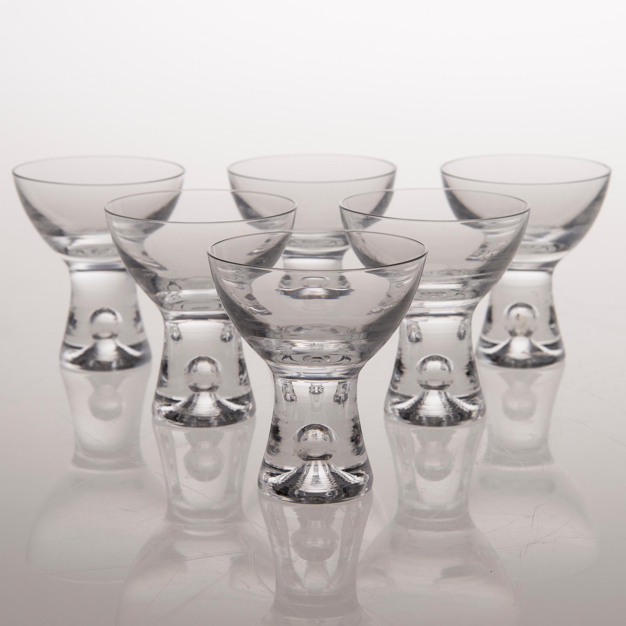 six sherry glasses, "Tapio", Iittala, the latter half of the 20th century.