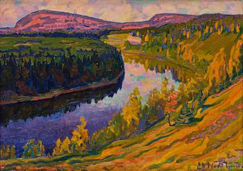 745. Hjalmar Nordlund, Sunset by the water.