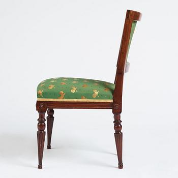 A late Gustavian mahogany chair by Ephraim Ståhl (Stockholm 1794-1820).