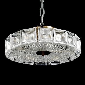 TAKLAMPA, glas, Carl Fagerlund, Orrefors, 1960/1970-tal. Diameter 44cm.