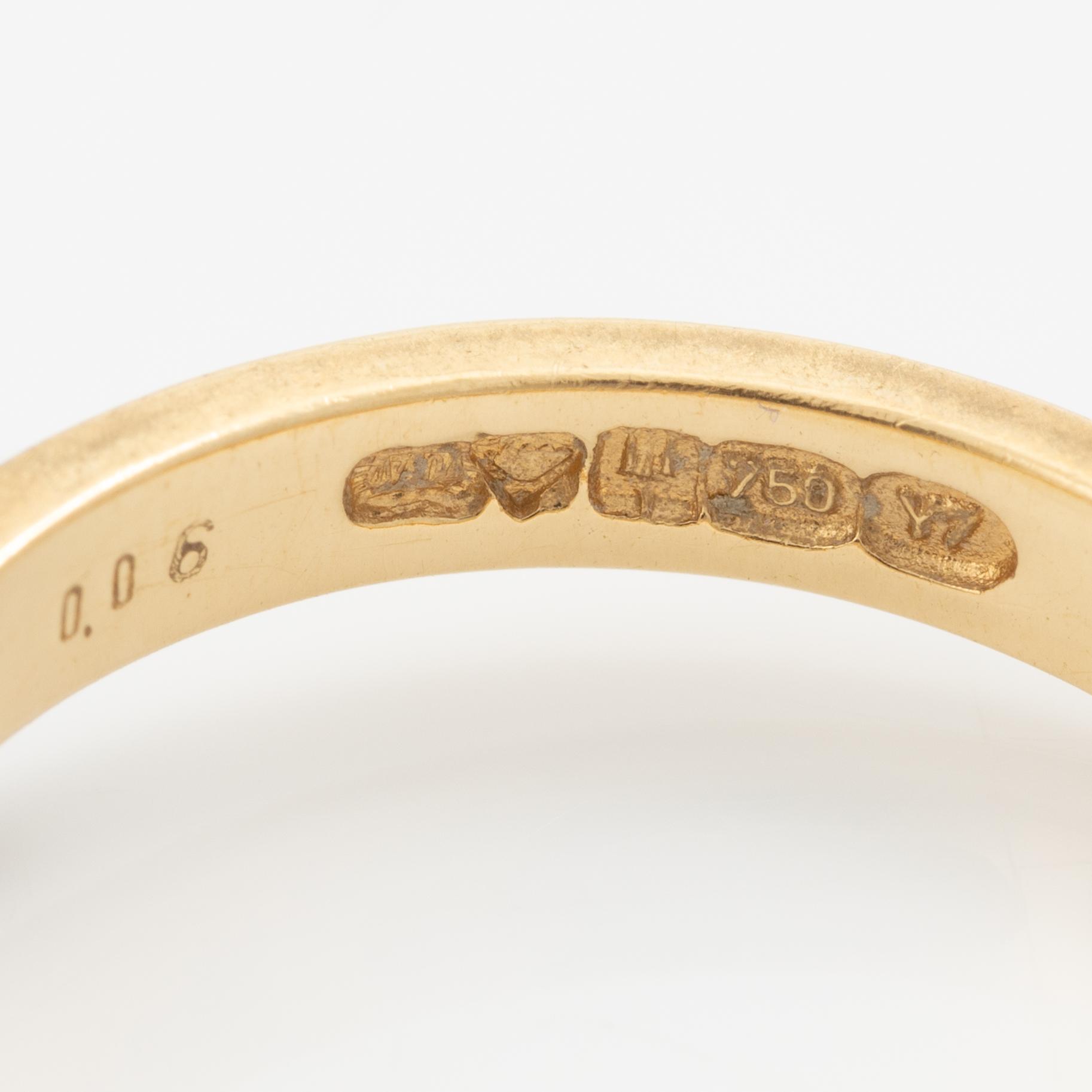 Björn Weckström, ring, 18K guld med en runda briljantslipade diamanter, Finland 1976.