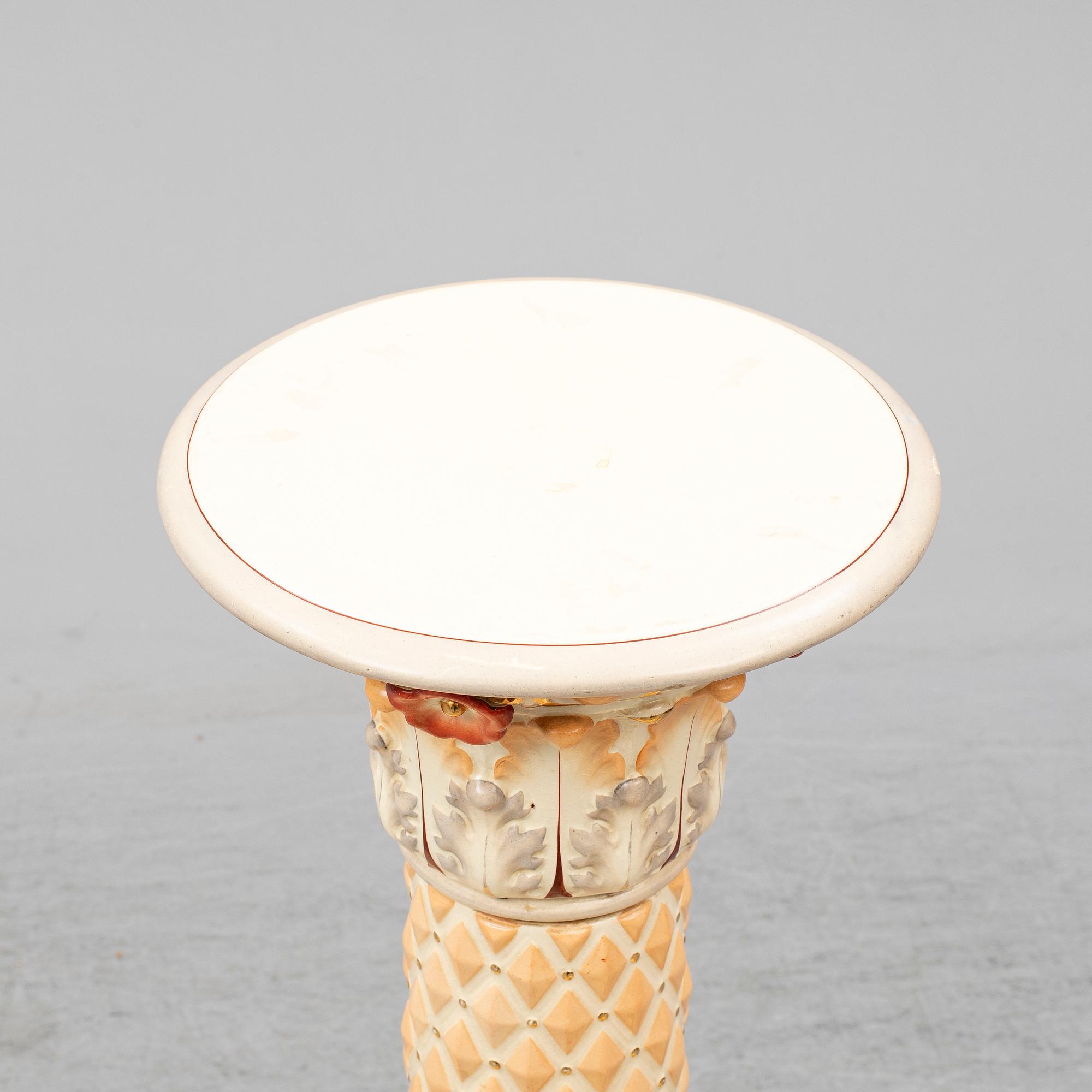 A ceramic pedestal and plant pot from Rörstrand, circa 1900.