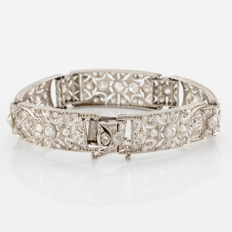 Armband platina med gammalslipade diamanter, art déco.