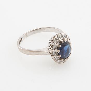 Bo Andersson, Ring 18K white gold set with an oval faceted sapphire and round brilliant-cut diamonds, Uppsala 2010.