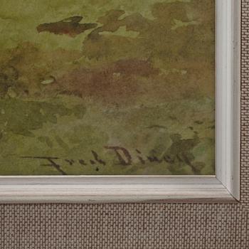 OKÄND KONSTNÄR, akvarell, sign Fred Diney, omkring 1900.