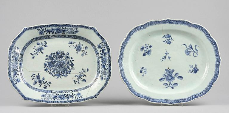 STEKFAT, 2 st, porslin. Kina, Qianlong 1700-tal.