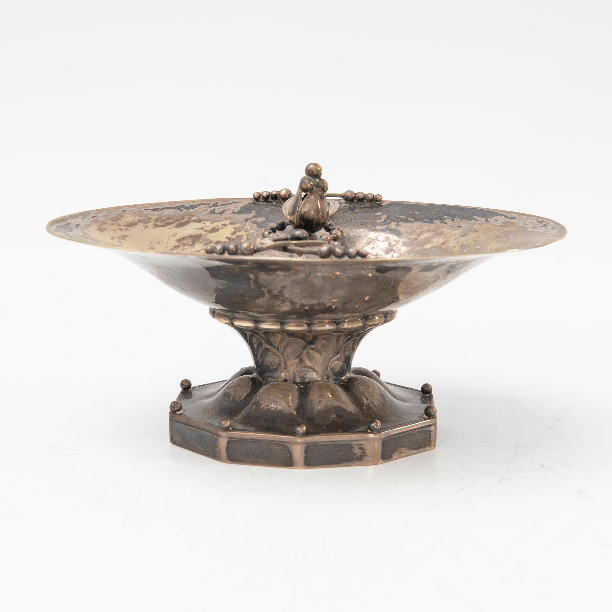 Johan Rohde, Bowl on foot, silver, Georg Jensen, Denmark, early 20th century.