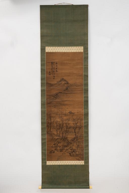 Oidentifierad konstnär, Bergslandskao med tempel, Japan, 1900-talets första del.