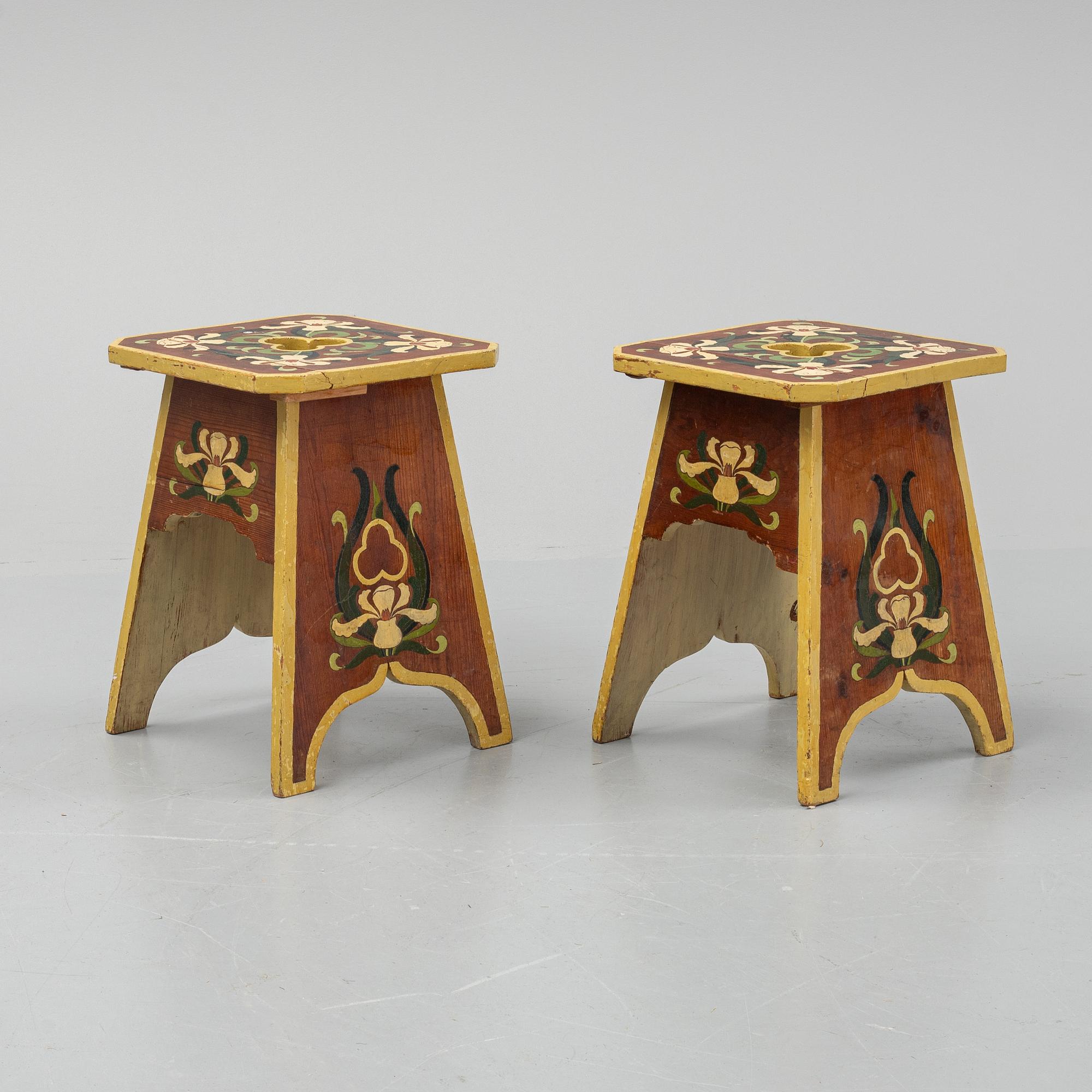 A pair of early 20th century stools.