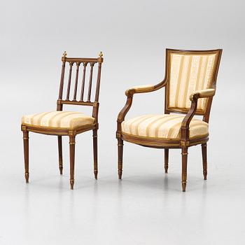 A seven-piece seating group, Louis XVI style, early 20th Century.