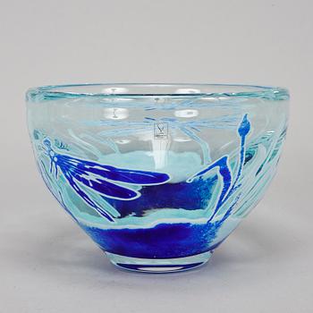 Astrid Gate, skål, glas, "Trollslända", Johansfors, Limited Edition, nr 62/299.