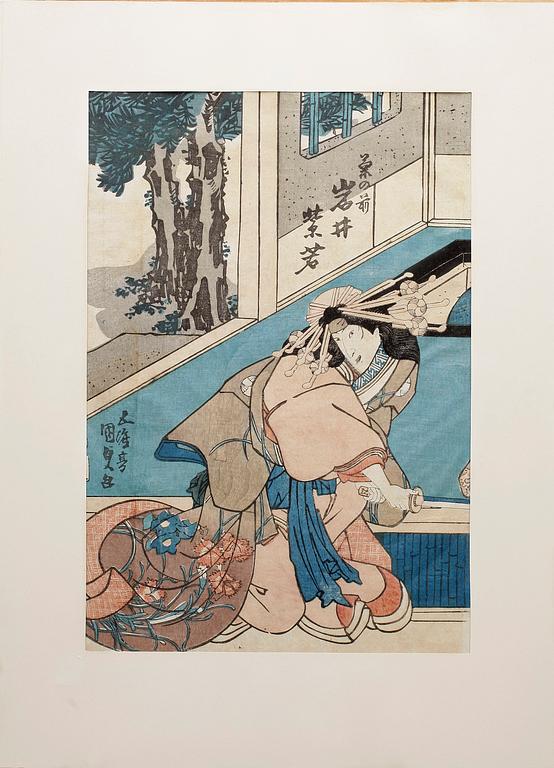 UTAGAWA KUNISADA (TOYOKUNI III), träsnitt, 2 st.
