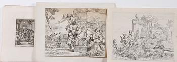 KOPPARSTICK ,33 st, bla efter J. Bourdon, 1700-1800-tal.
