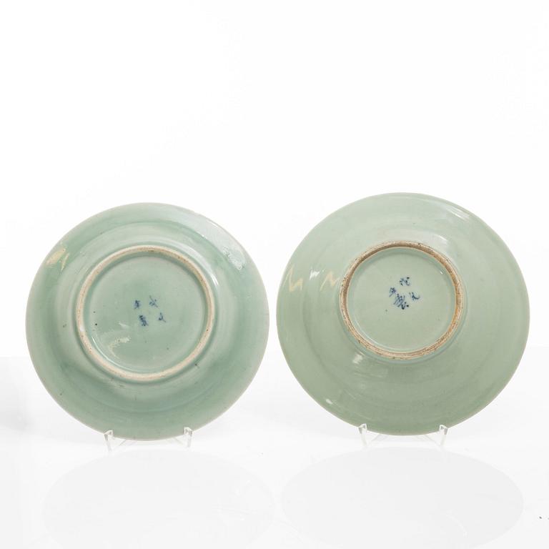 Tallrikar, 10 st, porslin, Kina, 1800-tal.