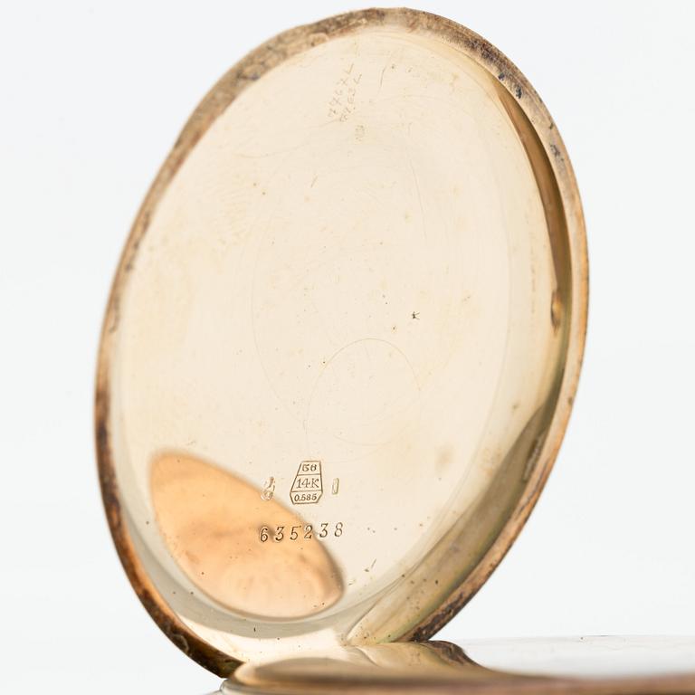 Record, pocket watch, 14K gold, 52.5 mm.