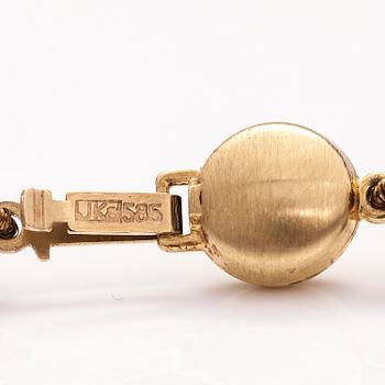 HELMINAUHA, viljellyt helmet, 14K kultaa.