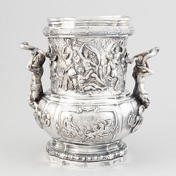 A German parcel-gilt silver wine-cooler, Hanau late 19th century.