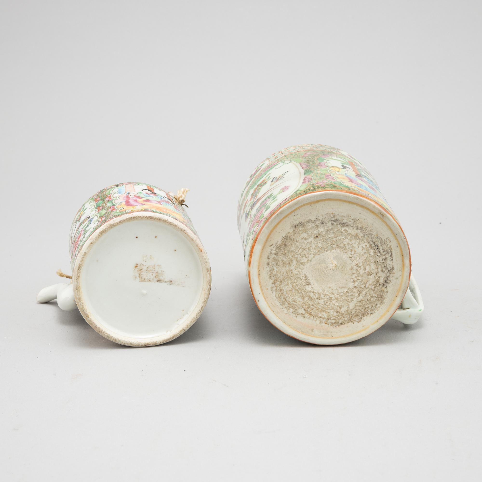 Parti porslin, sex delar, Kina, Kanton, 1800-tal samt1900-tal.