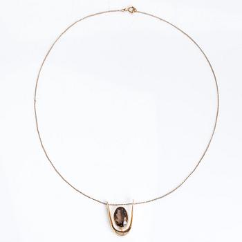 Eero Rislakki, A 14K gold and smokey quartz necklace. Westerback, Helsinki 1961.