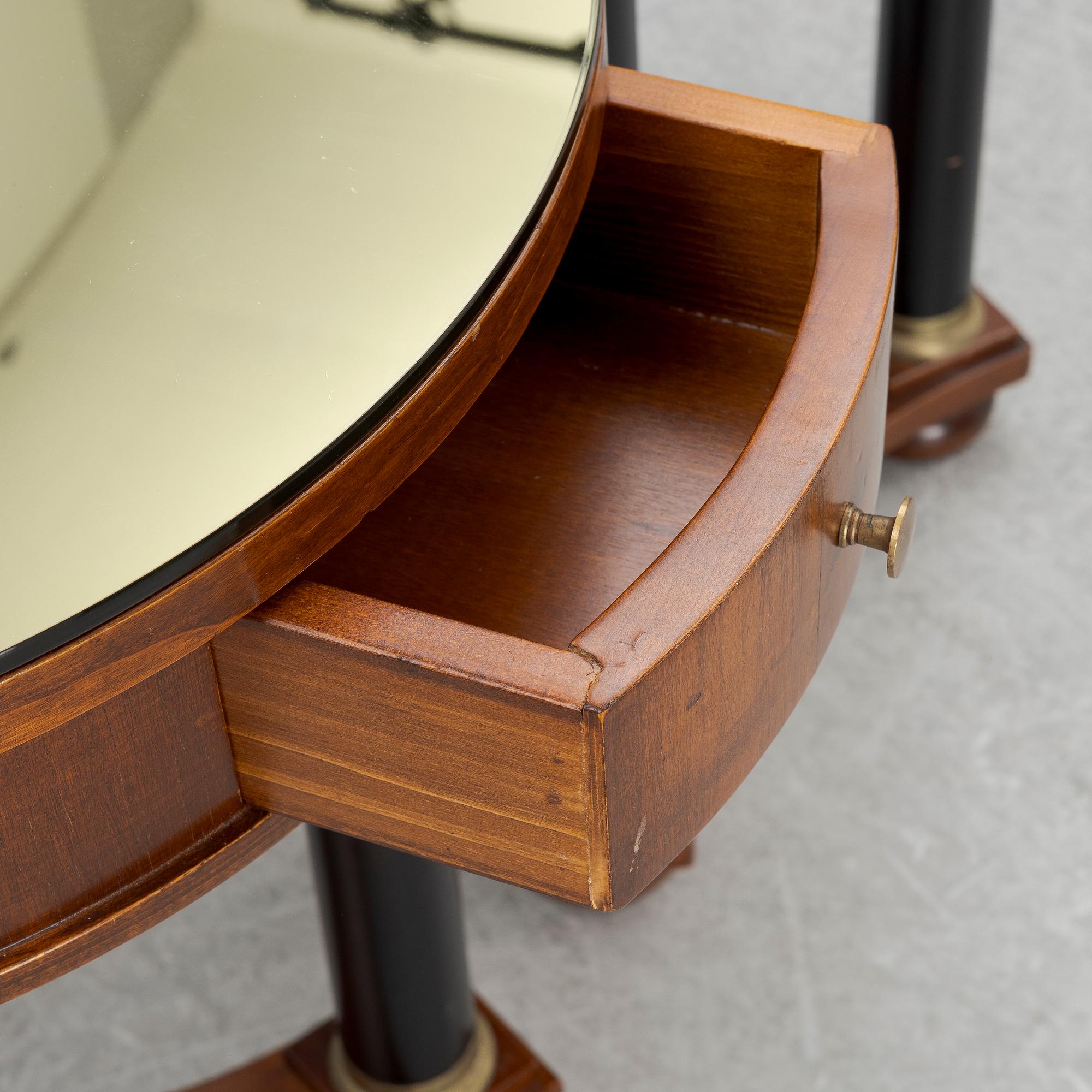 Bedside tables/Lamp tables, a pair, Empire style, Fiorini, Italy.