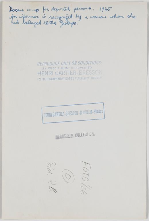 HENRI CARTIER-BRESSON, gelatin silver print stamped by the photographer and Magnum Photos Incorporated on verso.