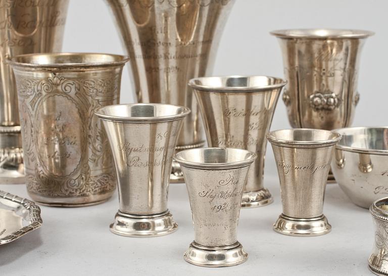 PARTI SILVER, 15 delar, 1800/1900-tal. Vikt 850 g.