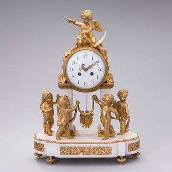 A neoclassical, French mantel clock, ca 1840-1860.