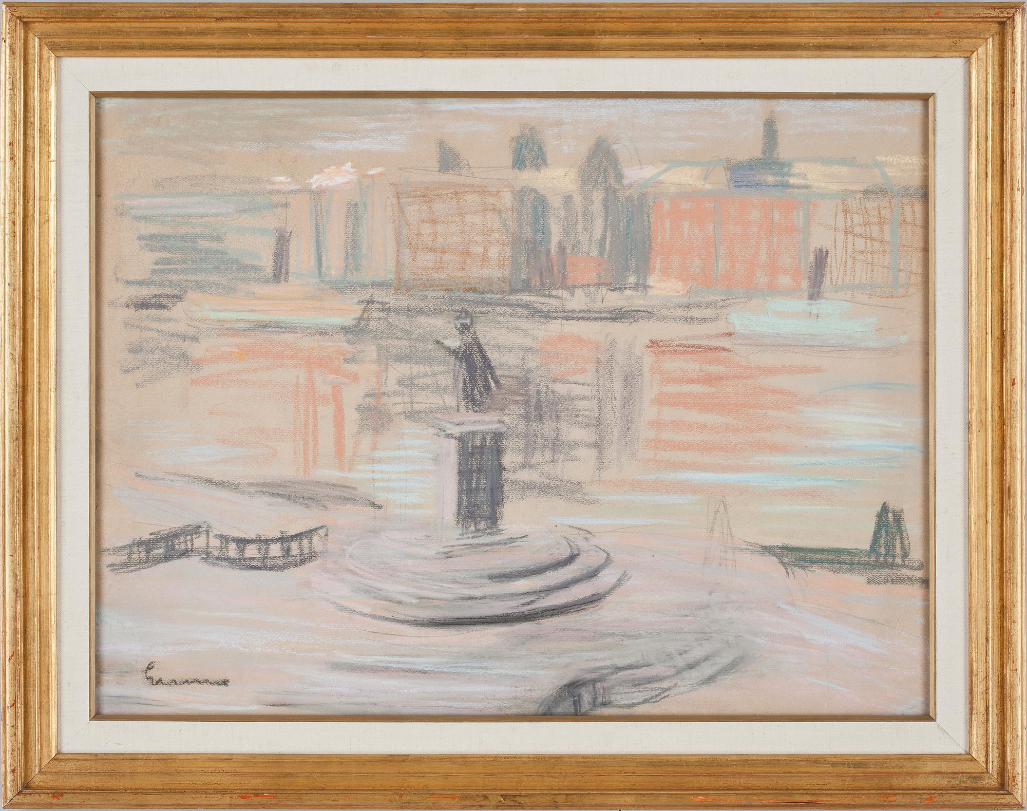 CARL GUNNE, pastell. Sign.