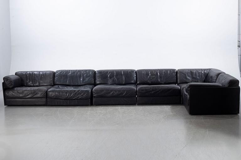 DE SEDE, svart soffa, "DS-76", 6 dlr, Schweiz, 1970-tal.