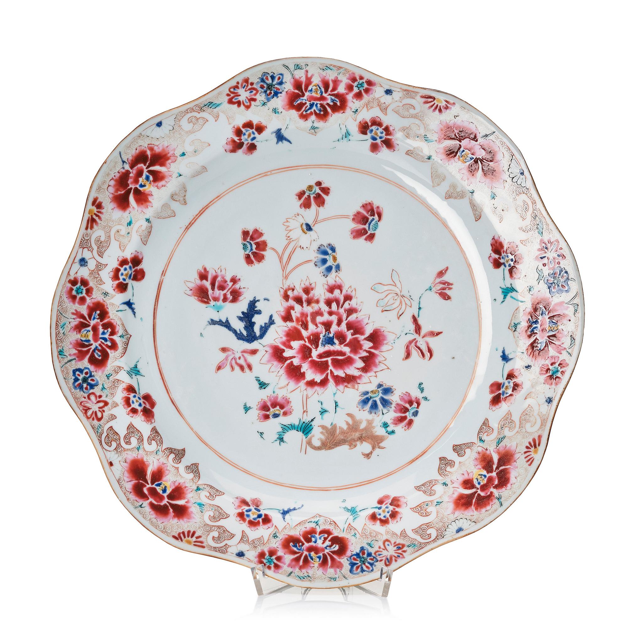 A lobed famille rose dish, Qing dynasty, Qianlong (1736-95).