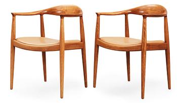 63. A pair of Hans J Wegner 'The Chair' by Johannes Hansen, Denmark 1960's.
