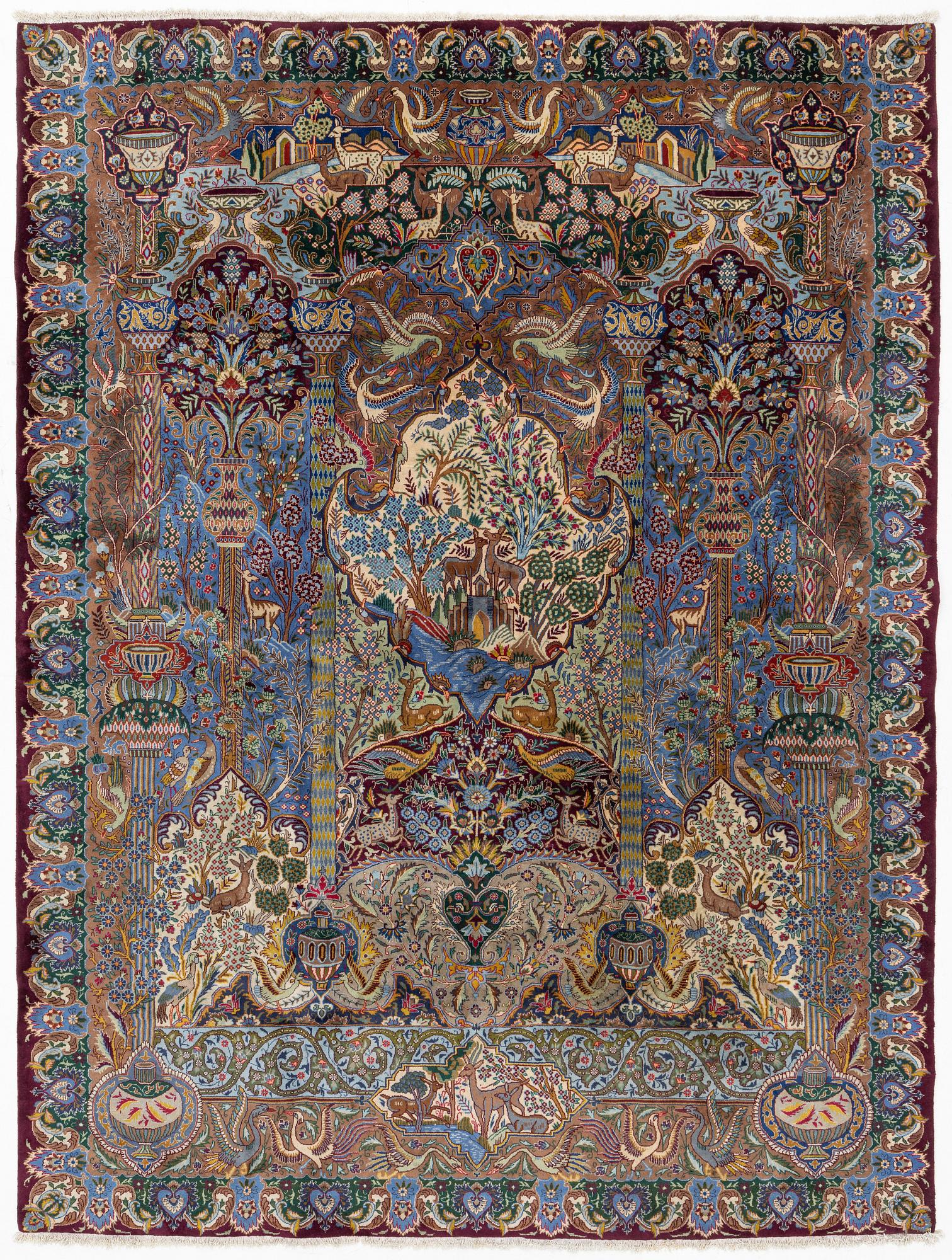 Carpet, Figural Kashmar, approx. 380 x 295 cm.