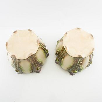 Outer casing a pair of Art Nouveau, Saint Clement France early 20th century stoneware.