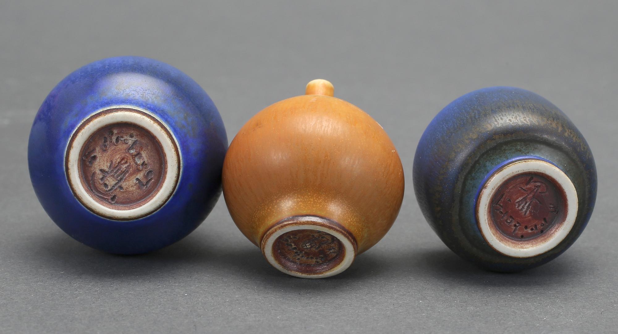 SKÅL, 1 ST, OCH MINIATYRVASER 3 ST, Berndt Friberg, Gustavsberg studio 1963 och 1966.