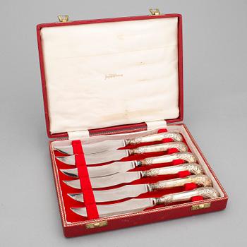 KNIVAR, 6 st, nysilver, 1900-tal.