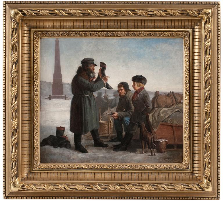 Albert Edelfelt, A JEW SELLING BOOTS.