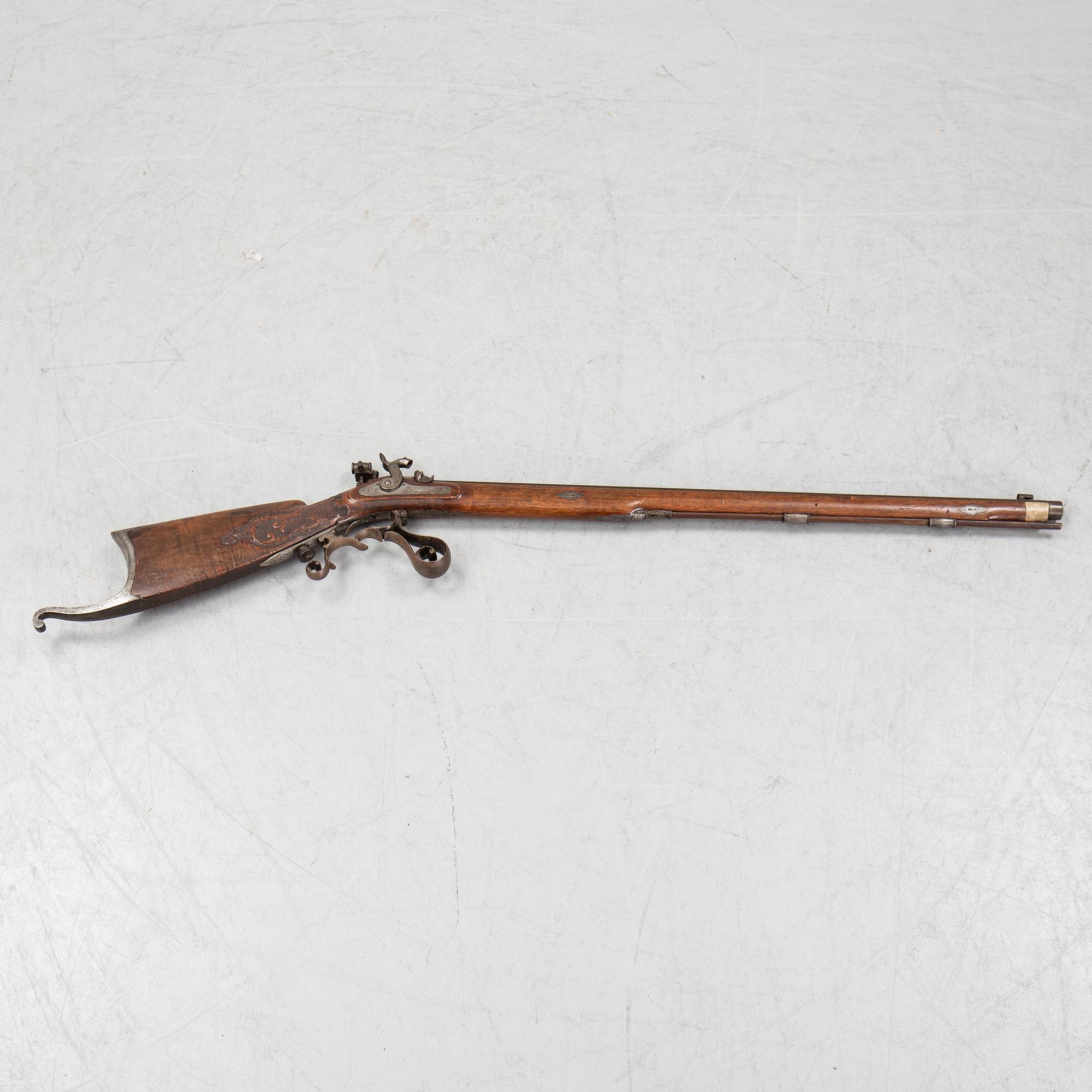 A pecussion rifle by John Donaghy, Amsterdam (1820-50).