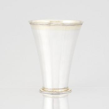 A Swedish 18th Century parcel-gilt silver beaker, mark of Gustaf Stafhell, Stockholm 1742.