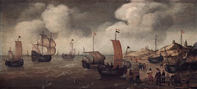 Cornelis Verbeeck, Dutch merchants and ship by the coast.