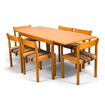 Eero Aarnio, ruokapöytä ja tuoleja, 6 kpl, "Pine", Asko 1960-luku.