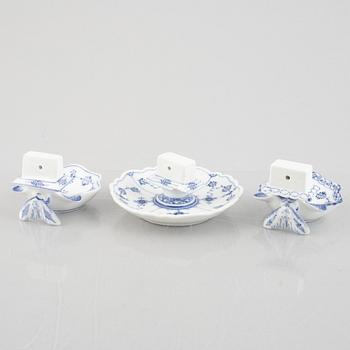 Three 'Blue Fluted' / 'Musselmalet' porcelain matchbox stands, Royal Copenhagen, models 136, 546, 2044, 1898-1923.
