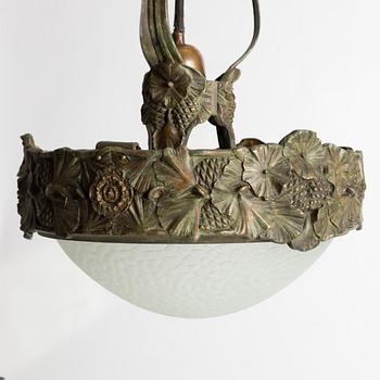 Arvid Böhlmarks Lampfabrik, a model 3853 A Art Nouveau ceiling lamp, Stockholm, 1910s.
