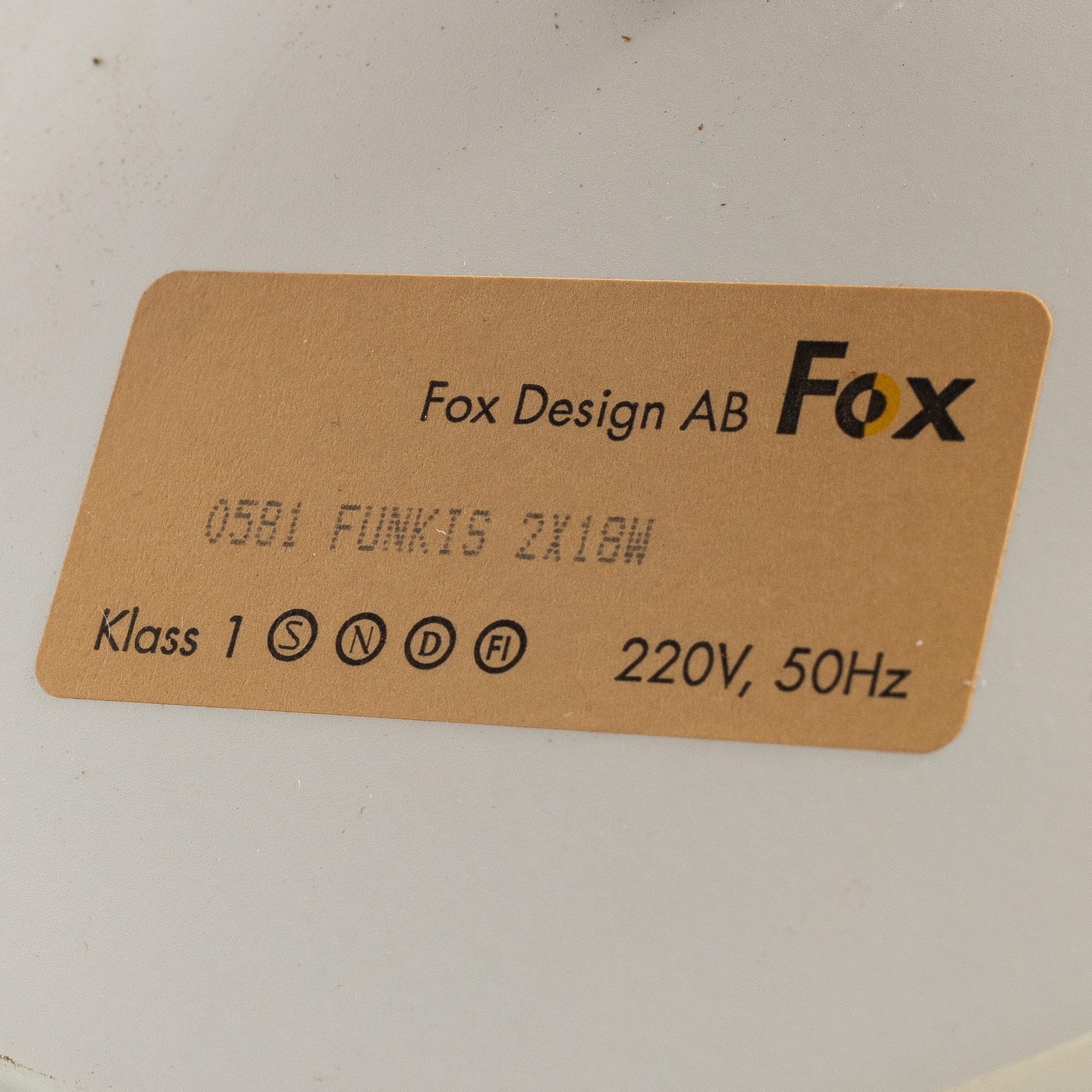 Taklampor, ett par, Fox Design, 1900-talets andra hälft.